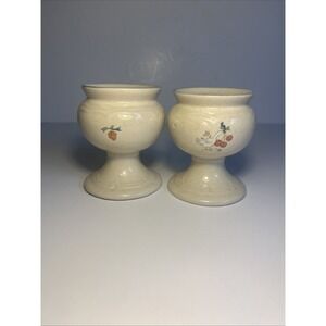 PAIR OF VINTAGE 1980's CERAMIC GEESE CANDLE HOLDERS FARMHOUSE COUNTRY COTTAGE